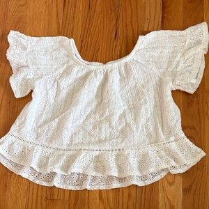 Zara White Eyelet Lace Blouse